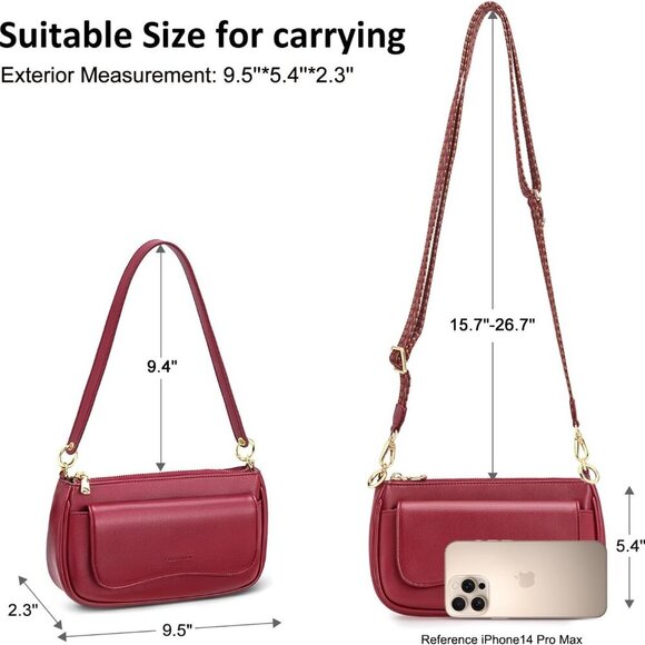 Small Shoulder Bag for Women Mini Clutch Purse Tote Handbag Zipper Closure Cross - Picture 5 of 6